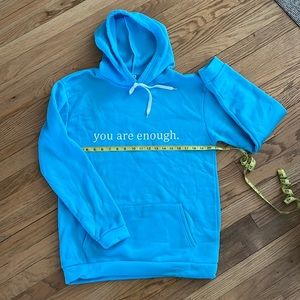 Blue Hoodie You Are Enough. Mens size M